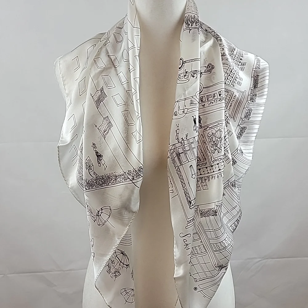 Vintage Saks Fifth Avenue City Scene Scarf - Picture 5 of 7